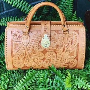 TOOLED LEATHER Medicine Bag Purse Vintage